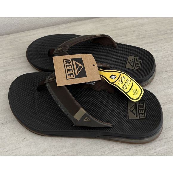 Reef Unisex Men's Sz 7 Women's Sz 8.5 Dk Brown Fanning Low Back Slip On Sandals - Picture 2 of 9